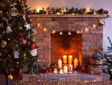 Christmas Decoration Warm Stove Background Festival Backdrops IBD-19254